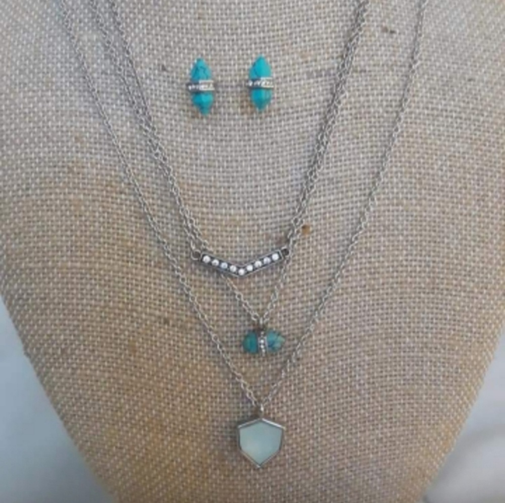 Chloe + Isabel Turquoise Conv. Necklace + Studs